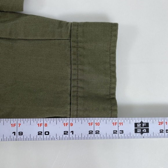 Talbots Jacket Womens XS Green Utility Button Front Cotton Linen Safari Belted - Picture 12 of 14